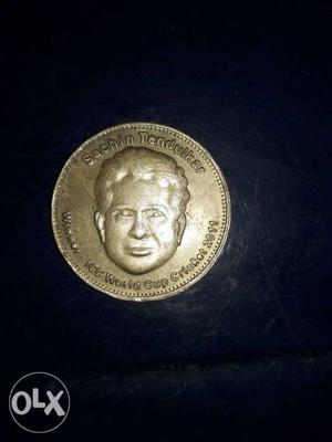 Worldcup coin with sachin face and sponcered by