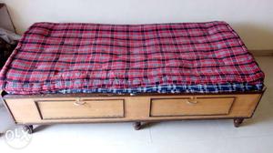 6x3 wooden bed with space along with mattress
