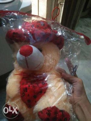 Beige And Red Bear Plush Toy Pack