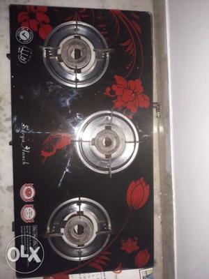 Black And Red Floral Gas Stove