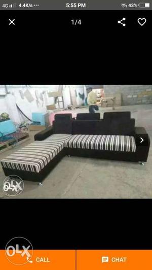 Black And White Stripe Sectional Couch Screenshot