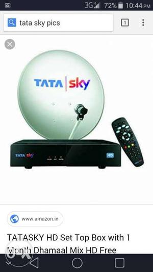 Black And White TATASKY HD Set Top Box With 1 Month TV Box