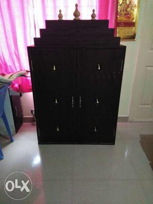 Black Wooden laminated Pooja cabinet
