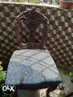 Brown And Blue Cushion Chair