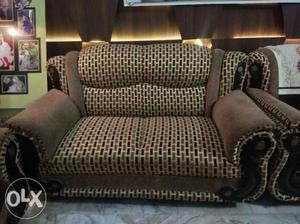 Brown And golden Fabric Sofa