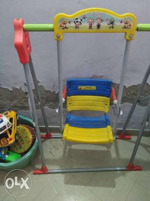 Children's Yellow And Blue Swing Chair