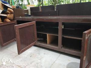 Furniture. low long wood cupboards with mica