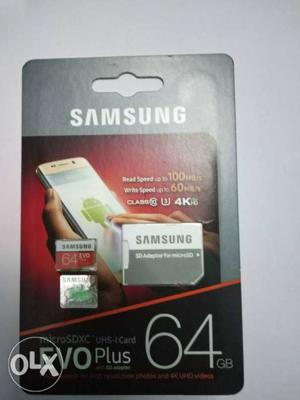 Grey And White Samsung Evo Plus 64 GB MicroSD Card Pack