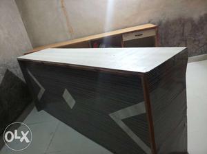 Rectangular Brown Wooden Table With Drawer