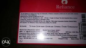 Reliance Box jio fi2 6 month free 1gb daily one8