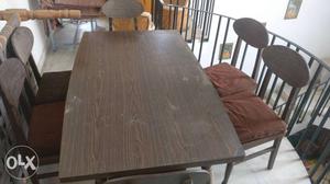 Sangwan wood table with 6 chairs and cushion