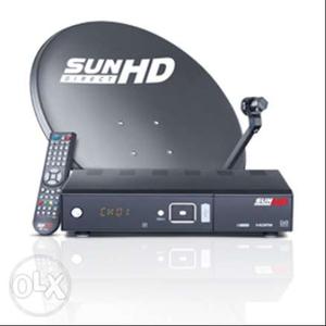 Sun direct HD set top box with dish, 6 months old