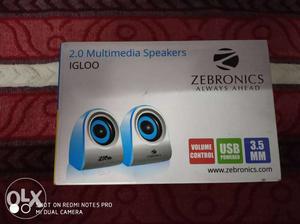Two Gray-and-blue Zebronic Speakers Box