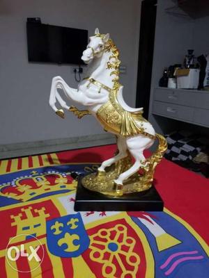 White And Gold Horse Figurine