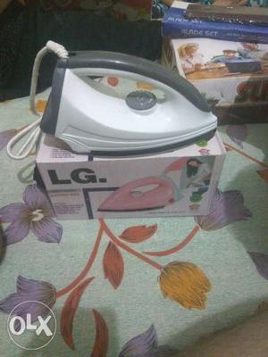 White And Gray LG Steal Iron With Box