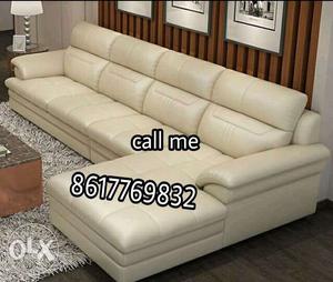 White Leather Tufted 2-seat Sofa