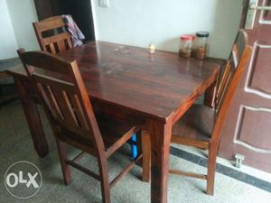Wooden Dining Table: 4 Seater + Wooden Bed