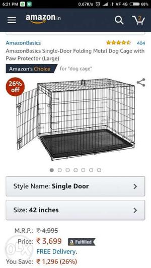 AmazonBasics Single-Door Folding Metal Dog Cage