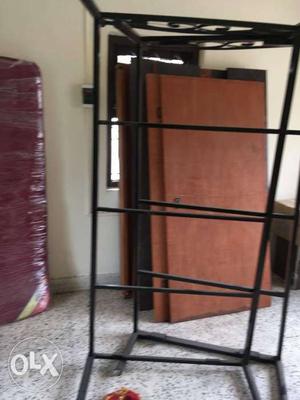 2 Single Black Metal folding cot and 2 single mattress