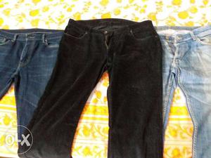 2 jeans (1 Levis & 1 Spykar) 1 Pepe cotrise waist 36