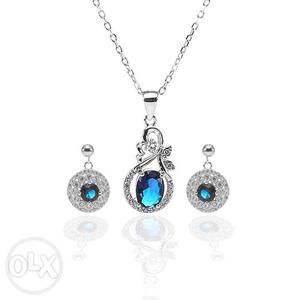 ARCADIO Designer Sapphire Necklace and Earrings Set -