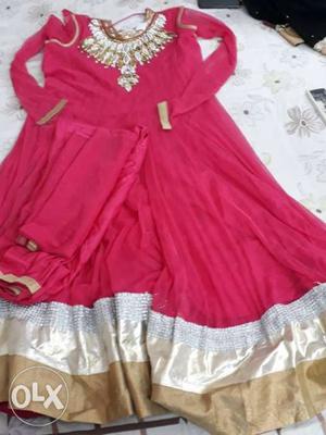 Anarkali Suit with Net duptta and Pajami with