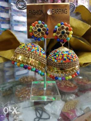 Beaded Multicolored Jhumka Earrings