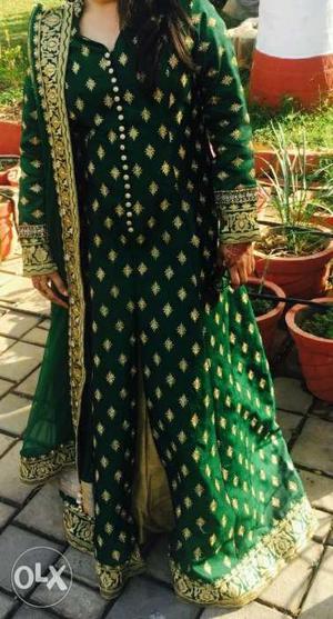 Beautiful Green Color Size L Ethnic Dress