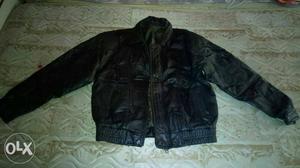 Black Leather Full-zip Jacket