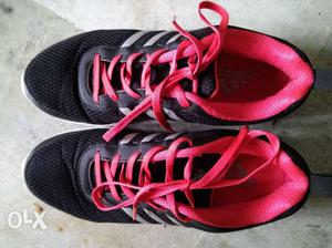Black-and-pink Adidas Running Shoes