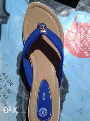 Blue And Brown Leather Sandals