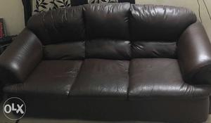 Brown Leatherette 3-seat Sofa