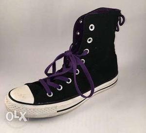 Converse Chuck Taylors Black with Purple Laces. Top