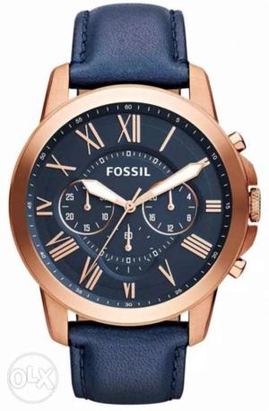 Fossil FS Round Rose Gold-colored Chronograph Watch.