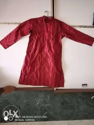 Glittering red kurta for sale small size 97cms with stole