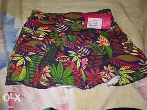 Green, Purple, And Pink Floral Shorts