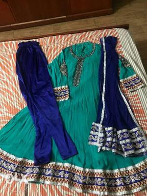 Made on Pure Crepe with pure Dupatta. Handwork