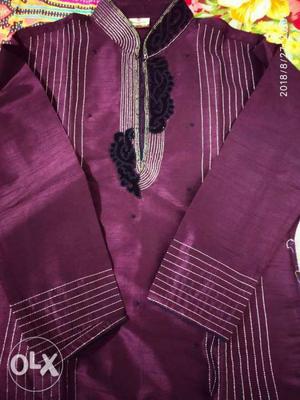 Manyavar maroon silk embroidred kurta unused of MRP 