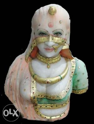 Marble statue of 12"height with gold foil work