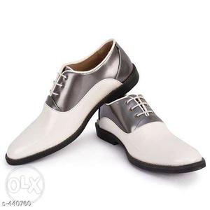 Pair Of Gray Leather Dress Shoes