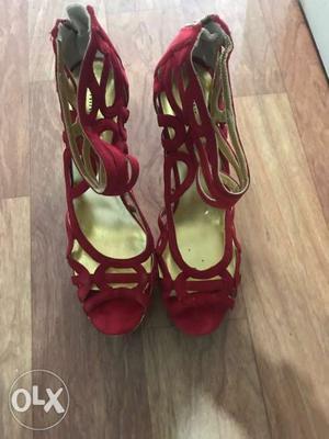 Pair Of nine west Red Open-toe Heeled Sandals