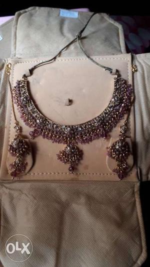 Pink Gemstone Gold-colored Bib Necklace