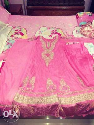 Pink colour, long anarkaki...only 2 time wear...