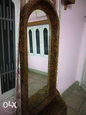 Rectangular Brown Wooden Framed Mirror