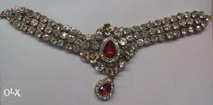 Red And Clear Gemstone Encrusted Necklace