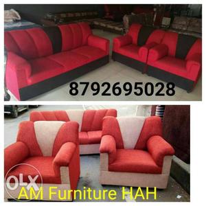 Red Fabric Sofa Set Collage