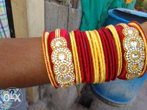Red-and-yellow Bangle Bracelets