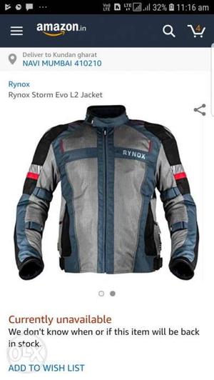 Rynox storm evo L2 jacket for sell no used bill