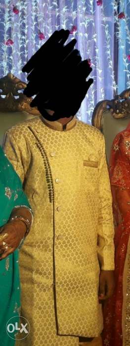 Sherwani with dhoti. Golden colour Newly