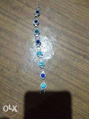 Silver-colored Bracelet With Blue Gemstones
